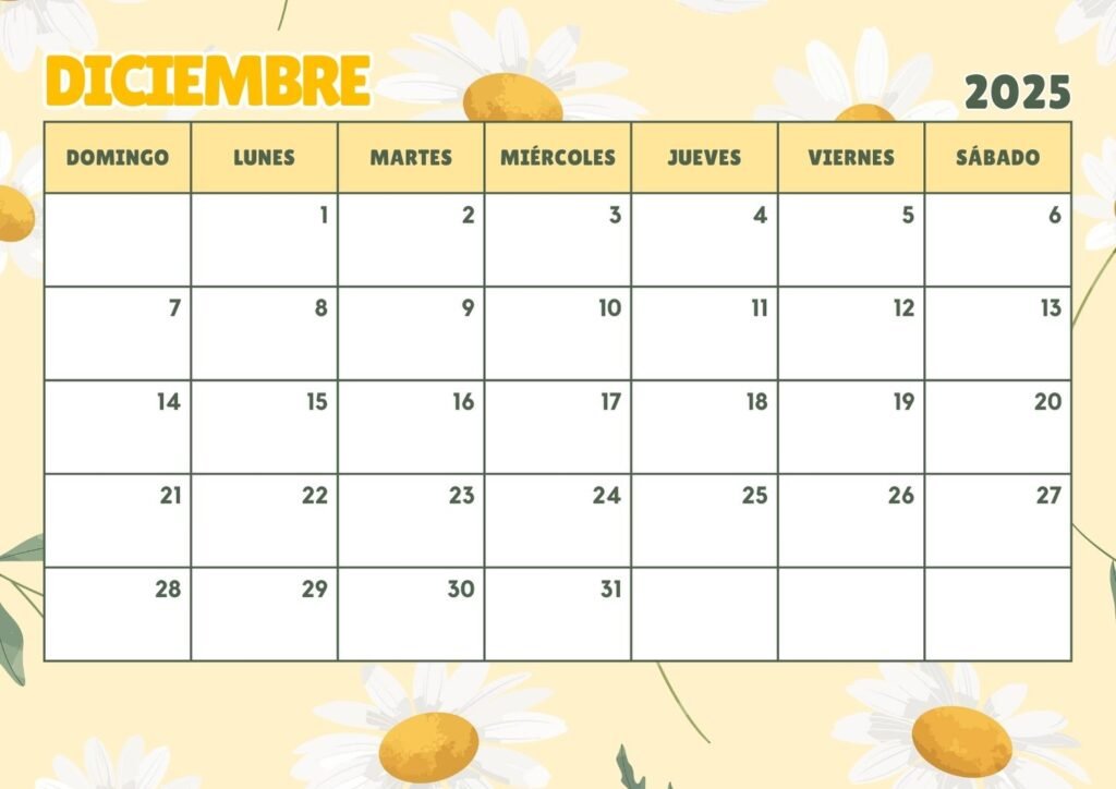 Calendario Deciembre 2025