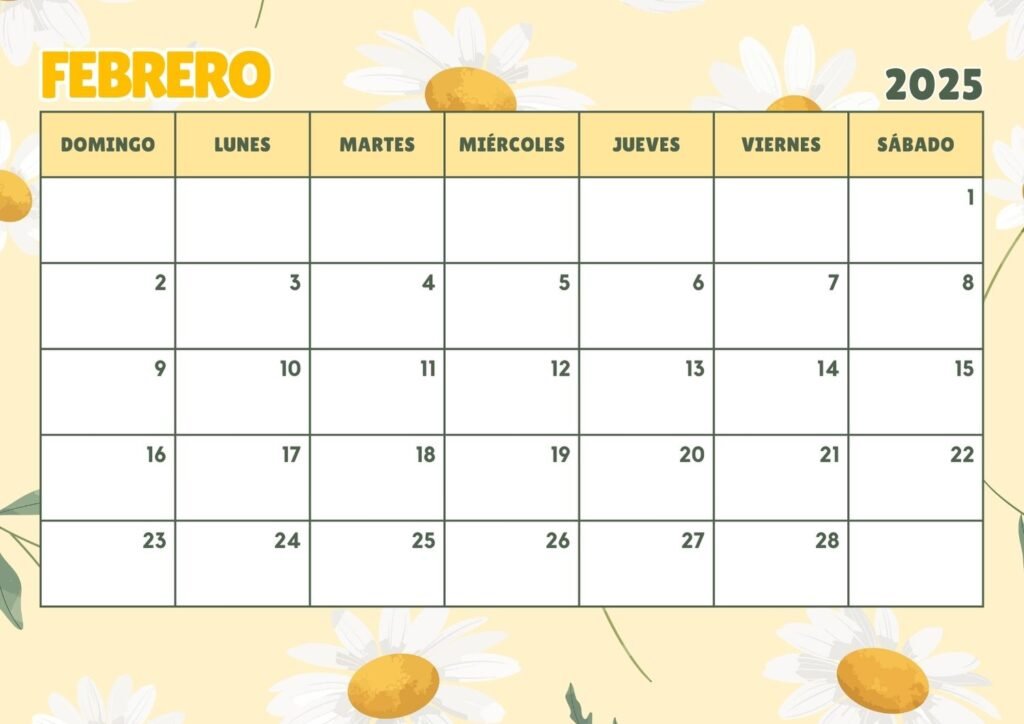Calendario Febrero 2025