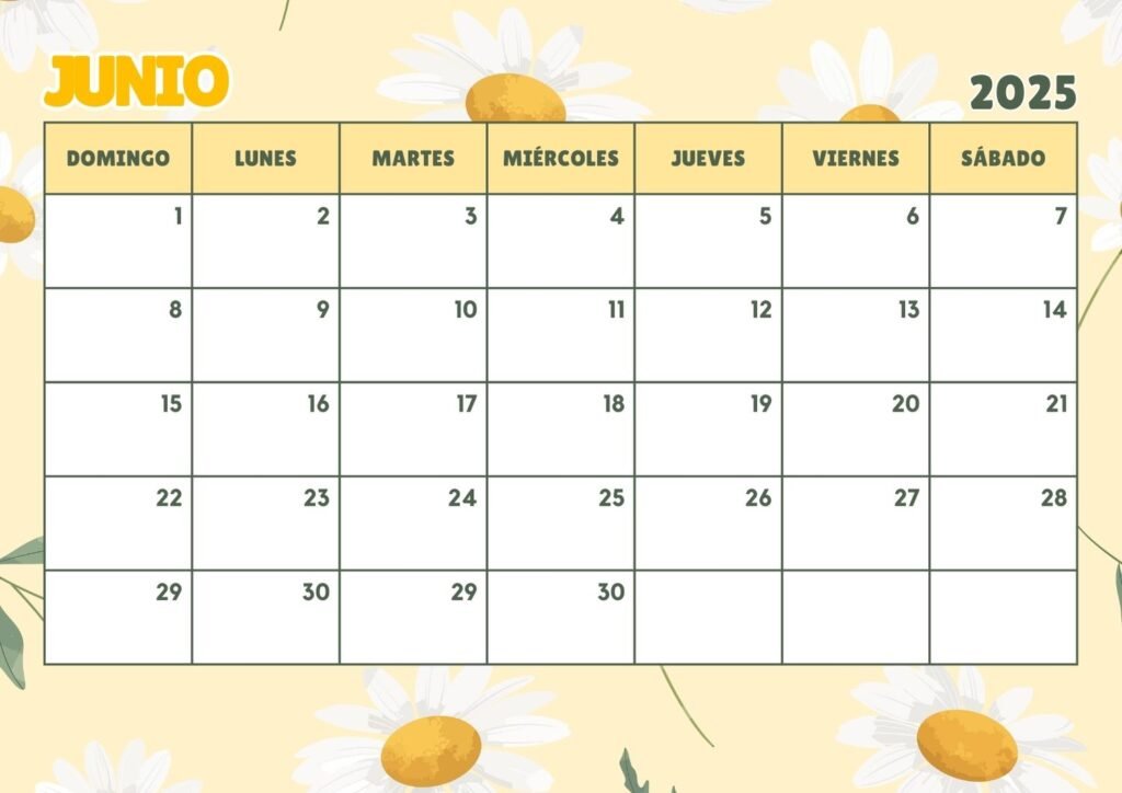 Calendario Junio 2025