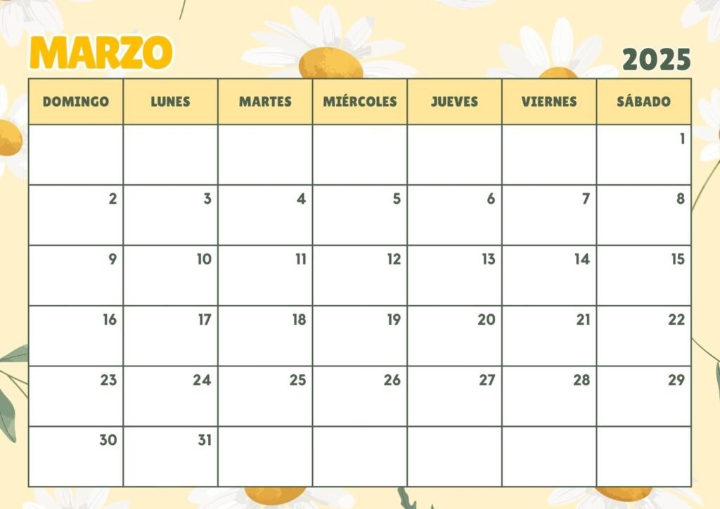 Calendario Marzo 2025