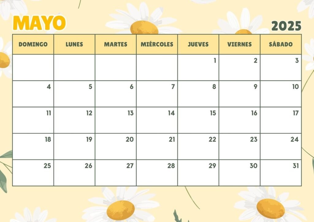 Calendario Mayo 2025