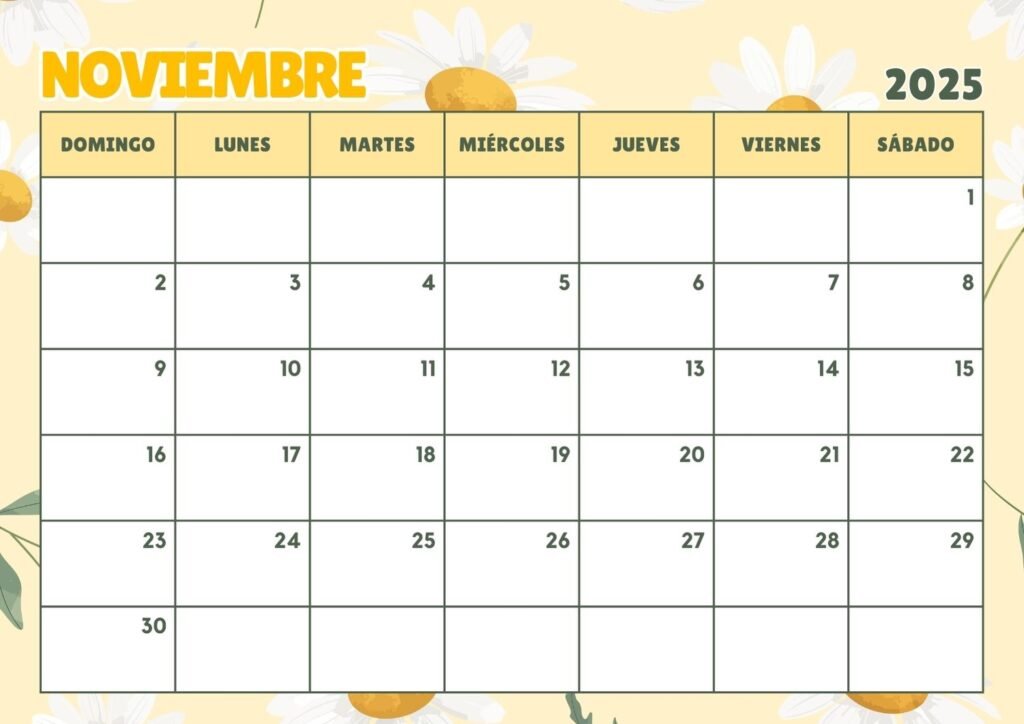 Calendario Noviembre 2025