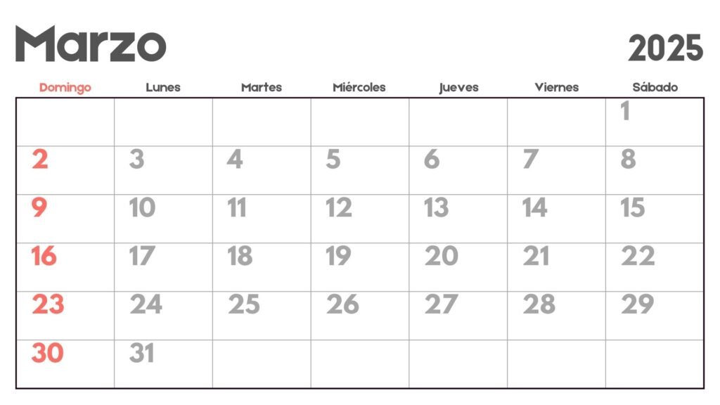 Imprimible Marzo de 2025