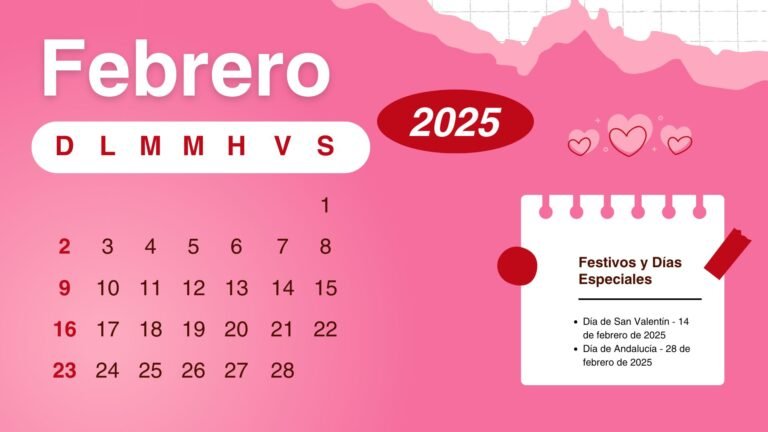 Calendario Español Febrero 2025