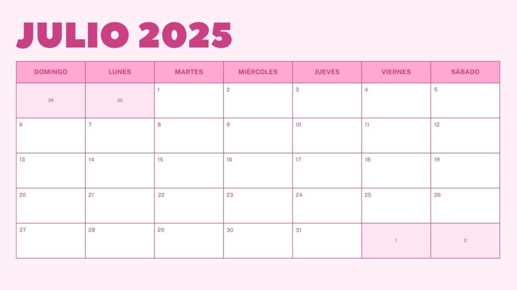 Calendario de España Julio 2025